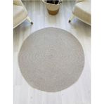 Moda Cardin Jüt Hasır Görünümlü Desenli Modern El Örgüsü Daire Halı Kilim - Taş - 80 x 80 cm