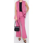 Moda Ceket Yaka Resmi Lila Regular Kalıp Yelek ve Wide Leg Geniş Paça Pantolon Dokuma Alt-Üst Takım
