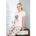 Moda Çizgi 20410 Pudra Kısa Kol Kadın Pijama Takımı