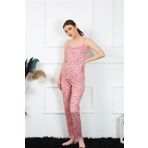 Moda Çizgi 4137 Pudra İp Askılı Kadın Pijama Takımı