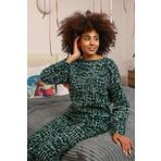 Moda Çizgi 4181 Yeşil Uzun Kol 3 İplik Penye Kadın Pijama Takımı