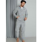 Moda Çizgi 6840 Gri Welsoft Polar Fermuarlı Erkek Pijama Takımı