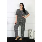 Moda Çizgi 75011 Siyah Büyük Beden Kısa Kol Kadın Pijama Takımı