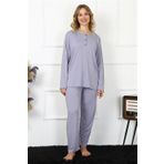 Moda Çizgi 75013 Lila Büyük Beden Uzun Kol Kadın Pijama Takımı