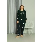 Moda Çizgi 808045 Welsoft Polar Büyük Beden Petrol Rengi Kadın Pijama Takımı