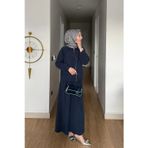 Moda Cupra Kumaş Lacivert Kadın Elbise Etek Takım