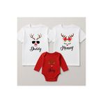 MODA Daddy Mommy Baby Yılbaşı Noel Christmas Baskılı Anne Baba Bebek Aile Tişört Zıbın Kombin