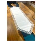 MODA Dantel Güpürlü Keten Polyester Modern KremKumaş Runner 30x130cm Lazer Kesimli