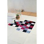 Moda Dekor Milenyum Karo Siyah-Kırmızı 2'li Banyo Paspası | 60x100cm + 60x50cm