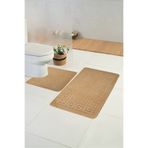 Moda Dekor Standart Alma Koyu Bej 50x80-50x40cm 2'li Banyo Paspası | Yıkanabilir,Kaydırmaz Taban,Dokuma |