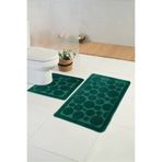 Moda Dekor Standart Bubbles Koyu Yeşil 50x80-50x40 2'li Banyo Paspası | Yıkanabilir,Kaydırmaz Taban,Dokuma |