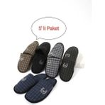 Moda Devrin Kışlık 5'li Paket M Ev Terliği Erkek Misafir Terliği Düz Topuklu Renkli Konforlu Tasarım - Çok Renkli
