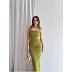 Moda Durağı Arow Slip Elbise Maxi Abiye Balık Kesim Mezuniyet İçin Yeşil