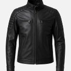 Moda Erkek Gerçek Deri Regular Fit Fermuarlı Biker Detaylı Ceket - 3XL - Siyah