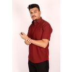 MODA Erkek Kısa Kol Bordo Klasik Gömlek