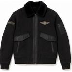 Moda Erkek Kürk Yakalı Nakışlı Pilot Montu - S - Siyah