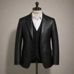 Moda Erkek Siyah Hakiki Kuzu Derisinden Düğmeli Cepli Düz Hakiki Deri Blazer Ceket - 3XL - 0 - Siyah