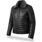 Moda Erkek Siyah Yakası Çıkarılabilir Kürklü Fermuarlı Içi Astarlı Hakiki Deri Mont Ceket - 000-Siyah - 3XL