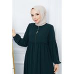Moda Esre Esre Giyim Tesettür Medine Ipeği Büzgülü - Yeşil - 48
