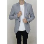 Moda Fistan Store Erkek Gri Italyan Kesim Dar Kalıp Tek Düğme Çift Yırtmaçlı Blazer Ceket - 48 / 6