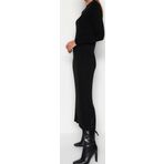 Moda Fit Casual Günlük Ribana Kaşkorse Triko Dik Yaka Uzun Kol Shift Maxi Boy Tesettür Elbise