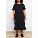 Moda Fit Casual Günlük Süprem Örme Bisiklet Yaka Kısa Kol T-Shirt Elbise Midi Boy Büyük Beden Elbise