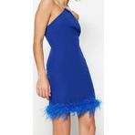 Moda Fit Mezuniyet Balo Finike Dokuma Halter Yaka Kolsuz Kol Bodycone Mini Boy Elbise