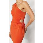 Moda Fit Mezuniyet Balo Sandy Örme Asimetrik Yaka Kolsuz Kol Bodycone Mini Boy Elbise