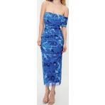 Moda Fit Mezuniyet Balo Tül Örme Carmen Yaka Tek Kol Kol Bodycone Midi Boy Elbise