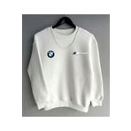 Moda Glo BMW Baskılı Original Ünisex kışlık Sweatshirt Beyaz
