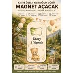 Moda Glo Kişiye Özel 1 Yaş Magnet Açacak | Ayıcıklı Doğum Günü Magneti Hediyelik 20 adet