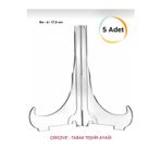 Moda Hayal 5 Adet Çerçeve Ve Tabak Teşhir Ayağı Stand Set Şeffaf Pleksi 17,5 Cm A4 Uyumlu