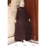 Moda Hayme A Kesim Ferace - Yarım Mevlana Model - Medine Ipeği - Acı Kahve - 52