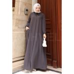 Moda Hayme A Kesim Ferace - Yarım Mevlana Model - Medine Ipeği - Füme - 40