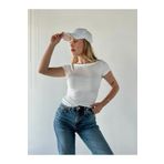 Moda Hour Mh Kısa Kollu Transparan Kayık Yaka Body