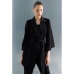 Moda İlgi Moda Ilgi Kadın Kolu Incili File Kumaştan Uzun Ceket 5013 Siyah - 38