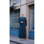 Moda İncir BÜYÜK BEDEN YELPAZE TAŞLI PELERİNLİ ANNE ELBİSESİ