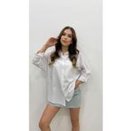 MODA KADIN BEYAZ UZUN BASİC GÖMLEK