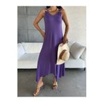 MODA Kadın çan Dokuma Kumaş V Yaka Asimetrik Kesim Elbise