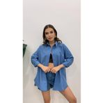 MODA KADIN İNDİGO UZUN BASİC GÖMLEK