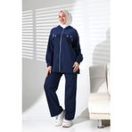 Moda Kadın Mevsimlik Alt ve Üst Rahat Lacivert Spor Tesettür Takım