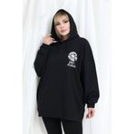MODA Kapüşonlu Papatya Esnek Büyük Beden Kadın Tunik Sweat