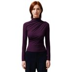 Moda Kare Yaka Örme Slim Düz Desen Casual Günlük Crop Kısa Kol Bluz_Mürdüm-S