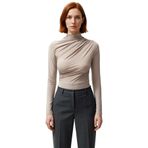 Moda Kare Yaka Örme Slim Düz Desen Casual Günlük Crop Kısa Kol Bluz_Taş-XL