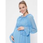 Moda Labio Kadın Şifon Hamile Elbise - Açık Mavi - 40