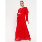 Moda Labio Kadın Şifon Hamile Elbise - Kırmızı - 46
