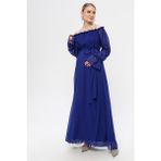 Moda Labio Kadın Şifon Hamile Elbise - Mavi - 38