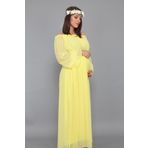 MODA LABİO Sarı Dökümlü Hamile Elbisesi
