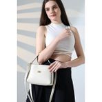 Moda Lime Kadın Mini Kutu Askılı El ve Omuz Çantası Design Koleksiyonu - Bej