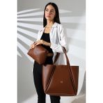 Moda Lime Kadın Suni Deri Desenli Ekstra Mini Çantalı Yandan Askı Kulp Detay Iç Bölmeli Kol ve Omuz Çantası - Taba